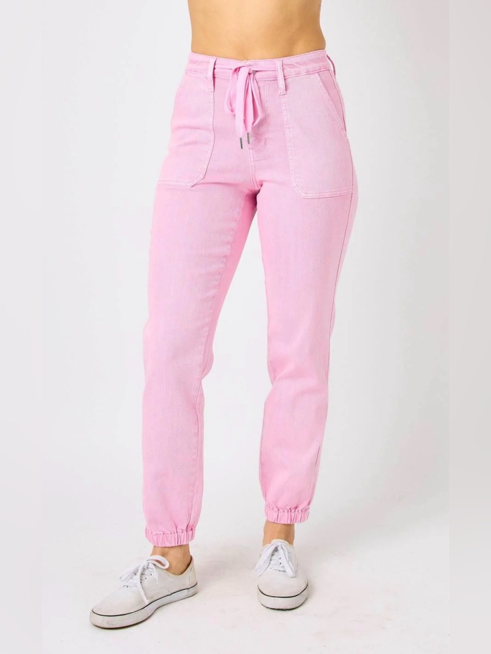 Judy Blue High Waist Garment Dyed Pink Jogger Denim Jeans - 13/31 - Women’s 14
